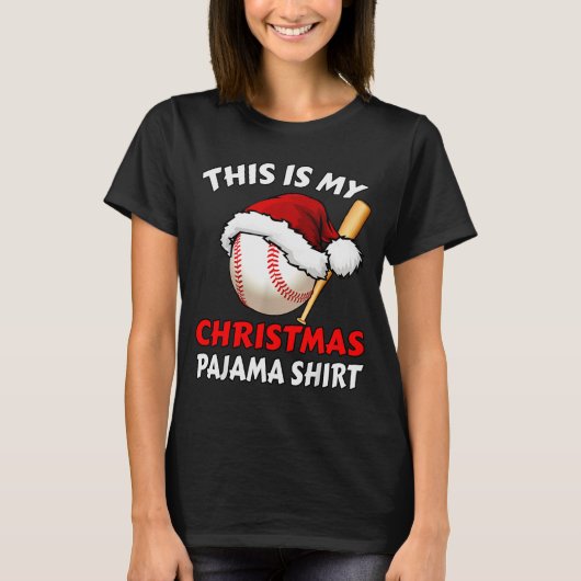 This Is My Christmas Pajama Shirt _ Funny Baseball (Voorkant)
