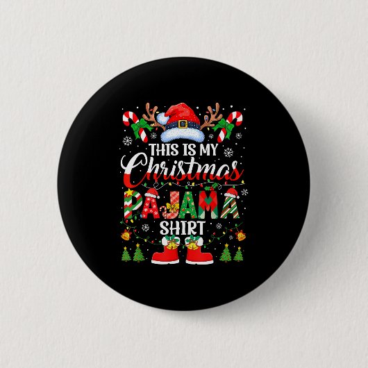 This Is My Christmas Pajama Shirt Funny Family Mat Ronde Button 5,7 Cm (Voorkant)