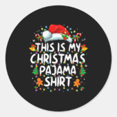 This Is My Christmas Pajama Shirt Funny Xmas Pjs M Ronde Sticker (Voorkant)