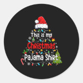 This Is My Christmas Pajama Shirt Funny Xmas Pjs M Ronde Sticker (Voorkant)
