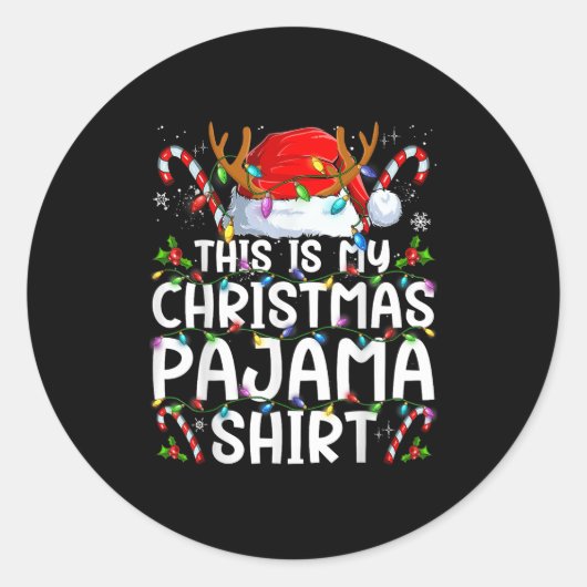 This Is My Christmas Pajama Shirt Funny Xmas Pjs M Ronde Sticker (Voorkant)