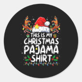This Is My Christmas Pajama Shirt Funny Xmas Pjs M Ronde Sticker (Voorkant)