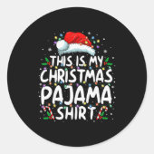 This Is My Christmas Pajama Shirt Funny Xmas Pjs M Ronde Sticker (Voorkant)