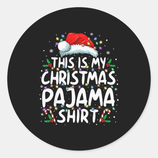 This Is My Christmas Pajama Shirt Funny Xmas Pjs M Ronde Sticker (Voorkant)