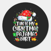 This Is My Christmas Pajama Shirt Funny Xmas Pjs M Ronde Sticker (Voorkant)
