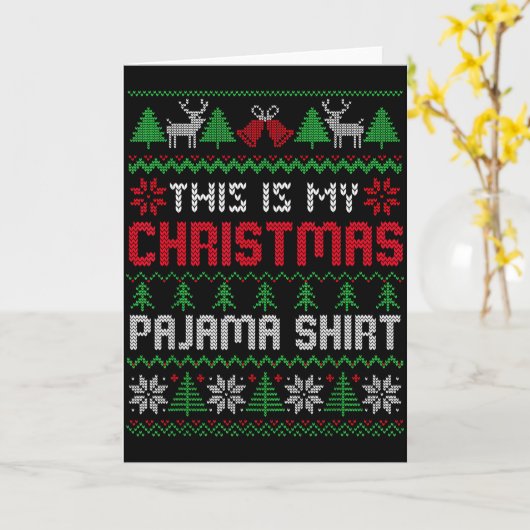 This Is My Christmas Pajama Shirt Lights Family Ma Kaart (Gele Bloem)
