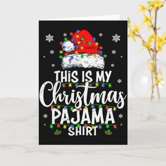 This Is My Christmas Pajama Shirt Lights Men Women Kaart (Gele Bloem)