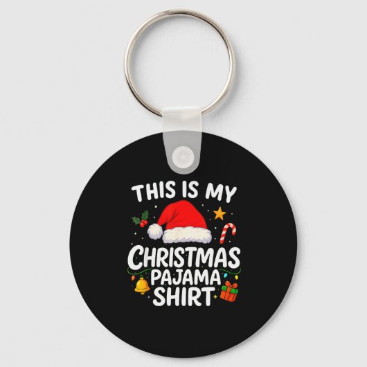 This Is My Christmas Pajama Shirt Lights Men Women Sleutelhanger (Voorkant)