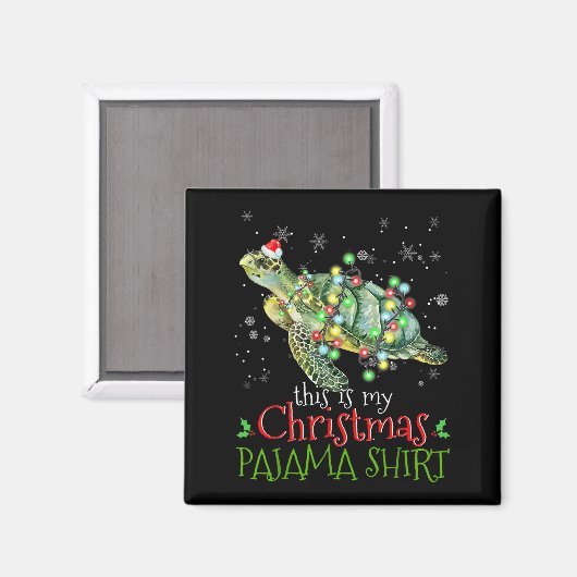 This Is My Christmas Pajama Shirt Sea Turtle Chris Magneet (Voorkant / Achterkant)