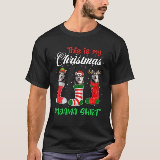 This Is My Christmas Pajama Siberian Husky Dog Pup T-shirt (Voorkant)