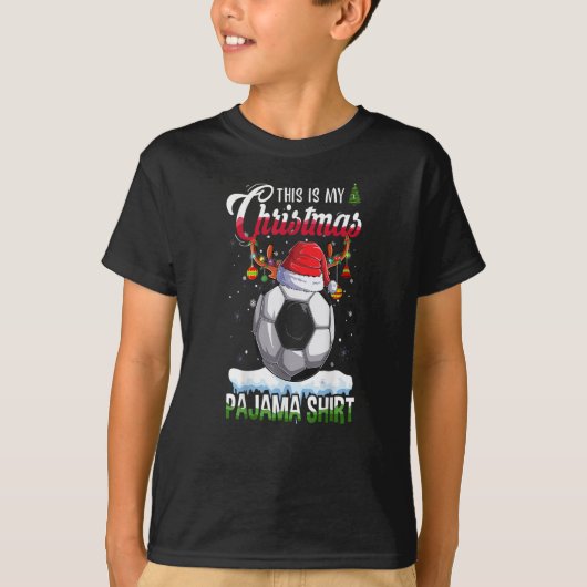 This is My Christmas Pajama Soccer Christmas Light T-shirt (Voorkant)