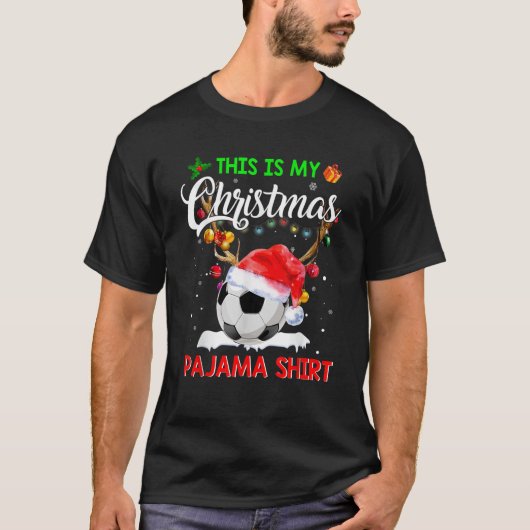 This Is My Christmas Pajama Soccer Reindeer Santa  T-shirt (Voorkant)