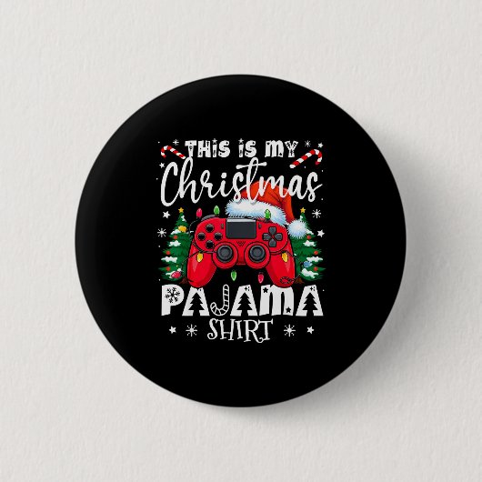 This Is My Christmas Pajama Video Game Gamer Boys  Ronde Button 5,7 Cm (Voorkant)