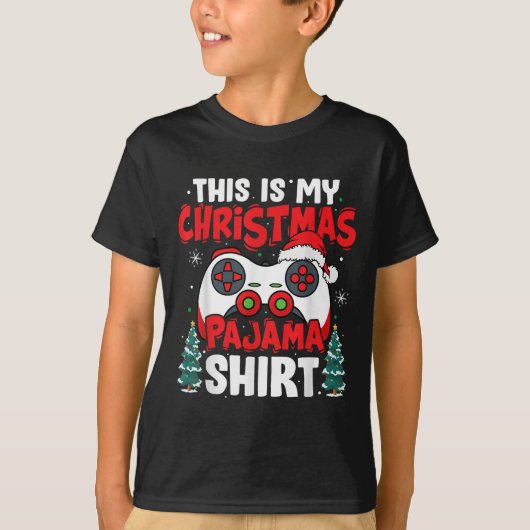 This Is My Christmas Pajama Video Game Gamer Boys  T-shirt (Voorkant)