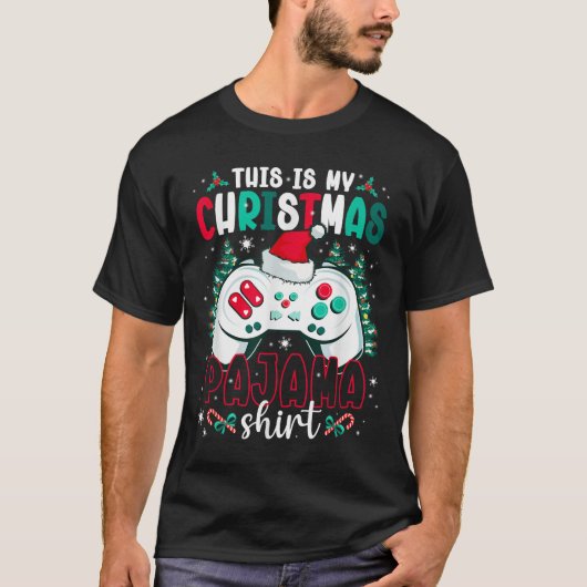This Is My Christmas Pajama Video Gamer Xmas Tree T-shirt (Voorkant)
