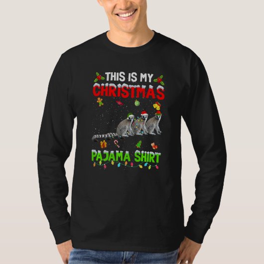 This Is My Christmas Pajama Xmas Lemur Squad T-shirt (Voorkant)