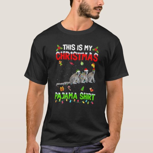 This Is My Christmas Pajama Xmas Lemur Squad T-shirt (Voorkant)