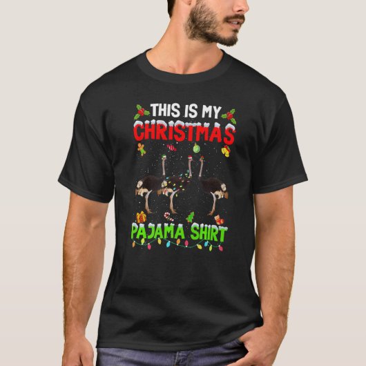 This Is My Christmas Pajama Xmas Ostrich Squad T-shirt (Voorkant)