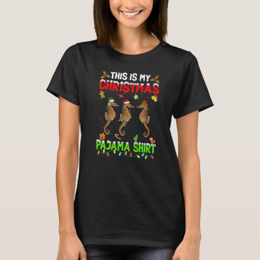 This Is My Christmas Pajama Xmas Seahorse Squad T-shirt (Voorkant)