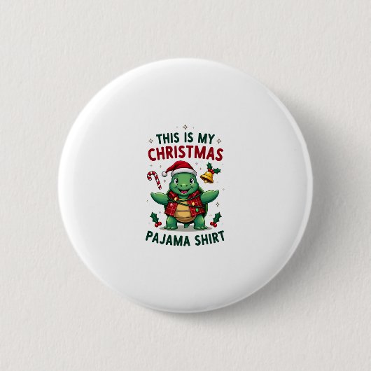 This Is My Christmas Turtle Pajama Shirt Buffalo P Ronde Button 5,7 Cm (Voorkant)
