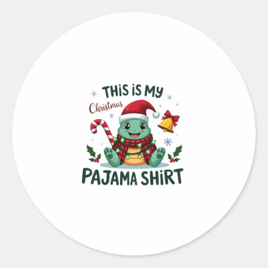 This Is My Christmas Turtle Pajama Shirt Buffalo P Ronde Sticker (Voorkant)