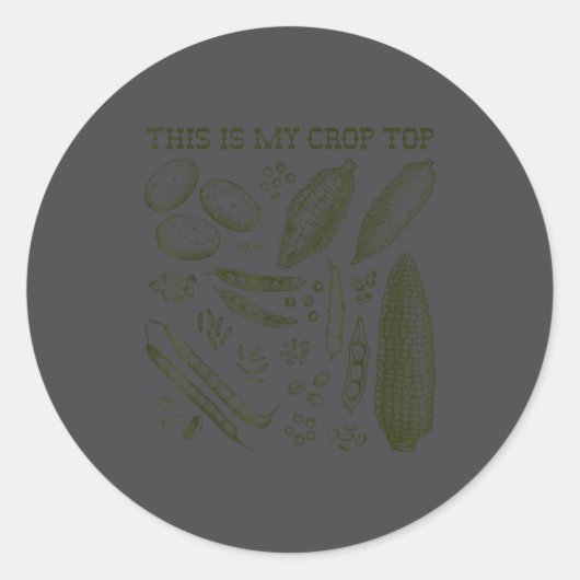 This Is My Crop Top Funny Gardening Pun Vegetable  Ronde Sticker (Voorkant)