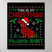 This Is My Dachshund Dog Red Plaid Christmas Ugly  Poster (Voorkant)