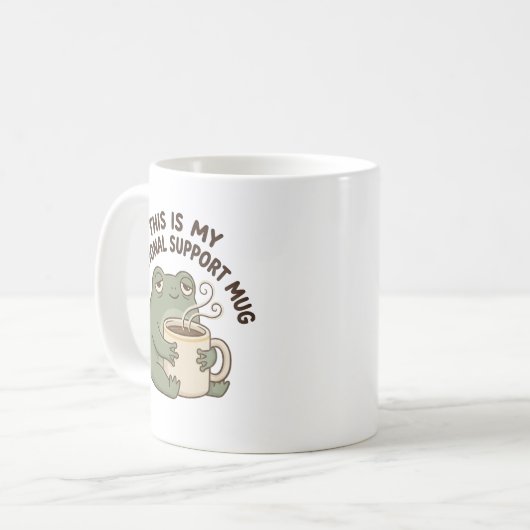 This Is My Emotional Support Mug – Funny Frog Coff Koffiemok (Voorkant links)