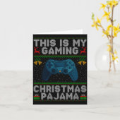 This Is My Gaming Christmas Pajamas Ugly Xmas Swea Kaart (Gele Bloem)