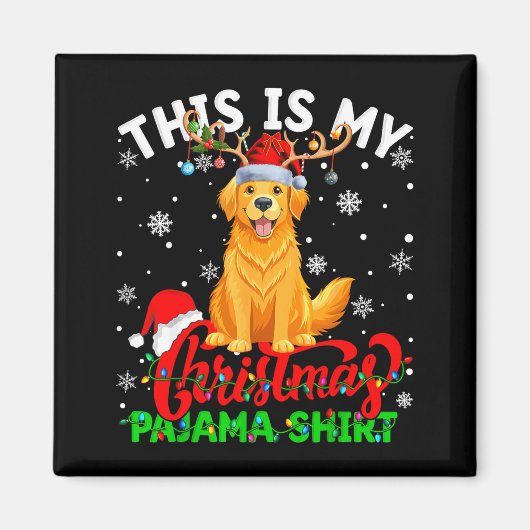 This Is My Golden Retriever Ugly Christmas Pajama Magneet (Voorkant)
