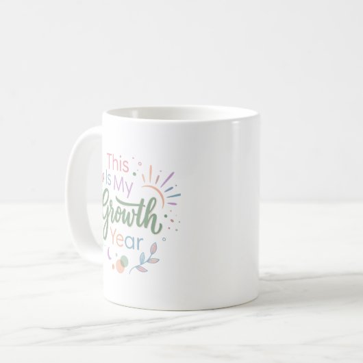 This Is My Growth Year Pastel Inspirational Mug Koffiemok (Voorkant links)