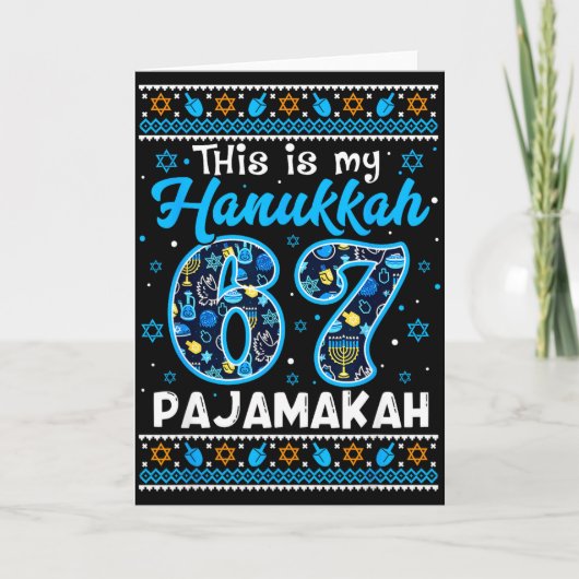 This Is My Hanukkah 67 Pajamakah For Jewish Christ Kaart (Voorkant)