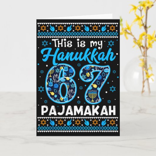 This Is My Hanukkah 67 Pajamakah For Jewish Christ Kaart (Gele Bloem)