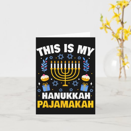 This Is My Hanukkah Pajamakah For Jewish Christmas Kaart (Gele Bloem)