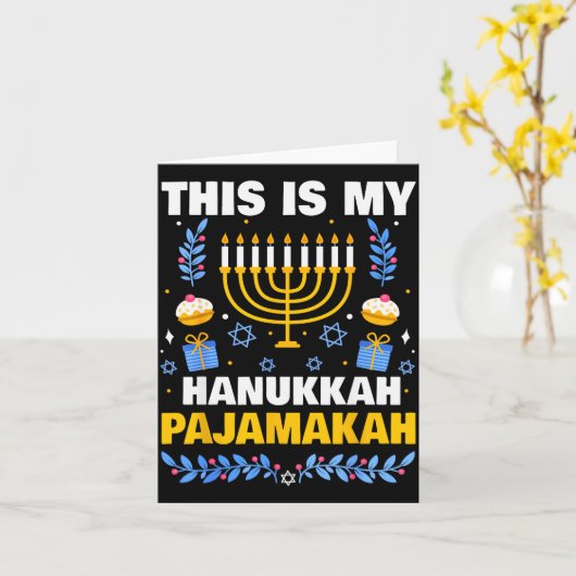 This Is My Hanukkah Pajamakah For Jewish Christmas Kaart (Gele Bloem)