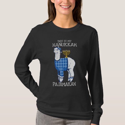 This is My Hanukkah Pajamakah Llama Menorah  Pajam T-shirt (Voorkant)