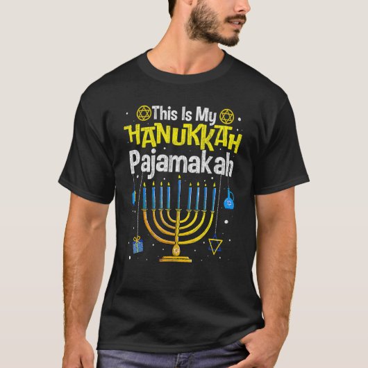 This Is My Hanukkah Pajamakah Menorah Chanukah Paj T-shirt (Voorkant)
