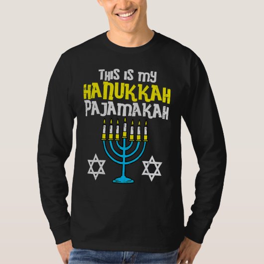 This Is My Hanukkah Pajamakah Menorah Chanukah Paj T-shirt (Voorkant)