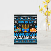 This Is My Hanukkah Pajamakah Ugly Chanukah Jewish Kaart (Gele Bloem)