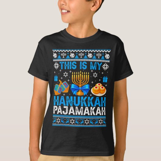 This Is My Hanukkah Pajamakah Ugly Chanukah Jewish T-shirt (Voorkant)