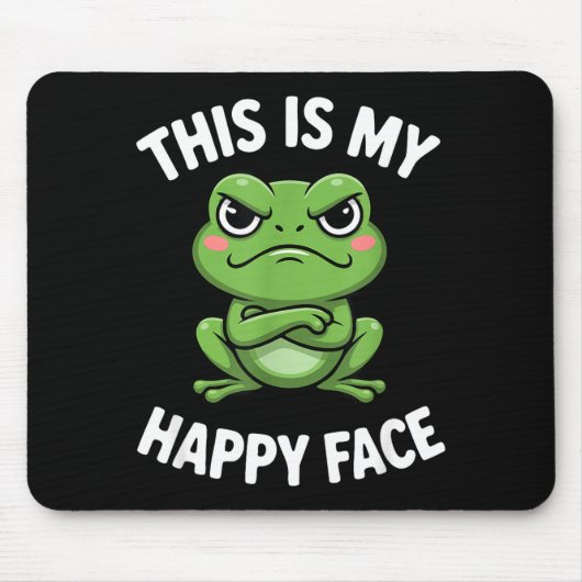 This Is My Happy Face Funny Angry Frog Humor  Muismat (Voorkant)