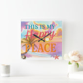 This is my happy place - Tropical Beach Vierkante Klok (Huis)