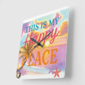 This is my happy place - Tropical Beach Vierkante Klok (Hoek)