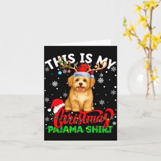 This Is My Havanese Dog Ugly Christmas Pajama Swea Kaart (Gele Bloem)