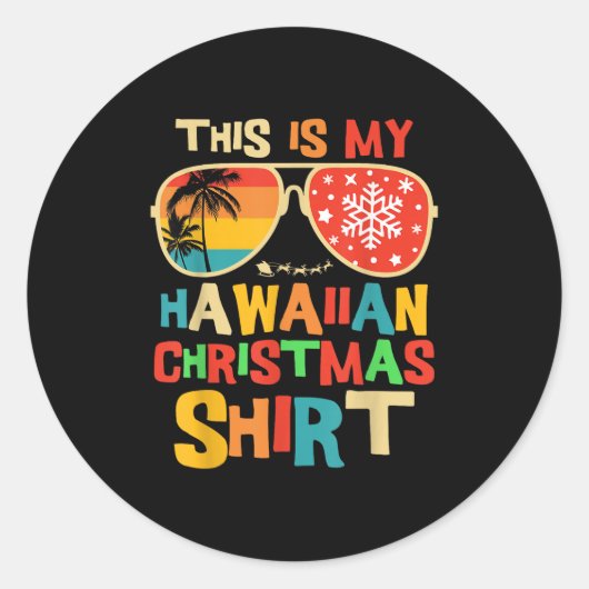 This Is My Hawaiian Christmas Pajama Matching Fami Ronde Sticker (Voorkant)