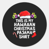This Is My Hawaiian Christmas Pajama Matching Fami Ronde Sticker (Voorkant)