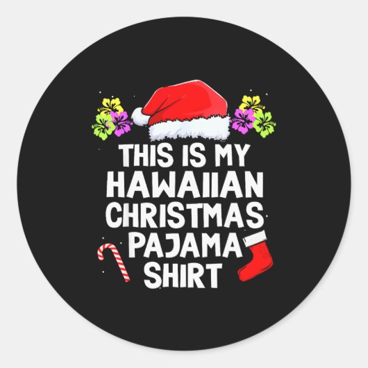 This Is My Hawaiian Christmas Pajama Matching Fami Ronde Sticker (Voorkant)