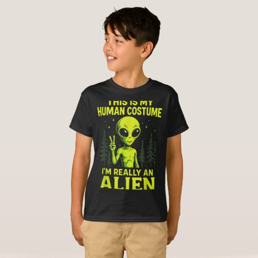 This Is My Human Costume - Funny Alien Halloween  T-shirt (Voorkant volledig)