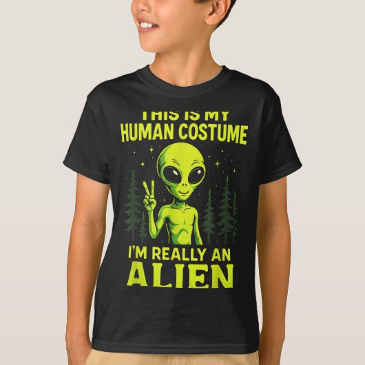 This Is My Human Costume - Funny Alien Halloween  T-shirt (Voorkant)