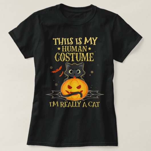 This Is My Human Costume I'm Really A Cat Funny T-shirt (Design voorkant)